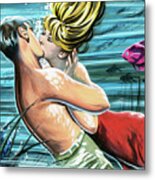 Couple Kissing Under Water Metal Print