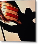 Cowboy Holding Stars And Stripes Metal Print