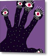 Creepy Hand With Watching Eyes Weird Metal Print