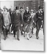 Crowd Surrounding Winston Churchill Metal Print