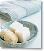 Cubes Of Soap And An S-shaped Brush Metal Print