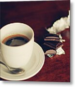 Cup Of Coffee And Few Chocolate Bits Metal Print