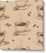 Cup Of Hot Coffee Seamless Metal Print