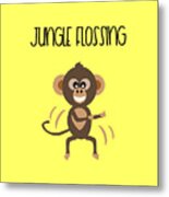 Cute Animal Monkey Jungle Flossing Metal Print