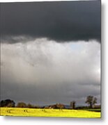 Dark Storm Clouds Over Farmland Metal Print