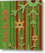 Deck The Halls Green And Red Stripes Metal Print