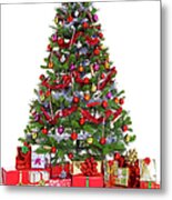 Decorated Christmas Tree And Presents Metal Print