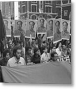 Demonstrators Carrying Posters Of Mao Metal Print