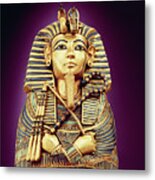 Detail Of The Front View Of One Of The Canopic Coffins, From The Tomb Of Tutankhamun, New Kingdom Metal Print