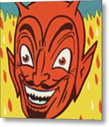 Devil Among Flames Metal Poster