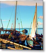 Dhow Boats Stone Town Port Zanzibar Tanzania East Africa Metal Print