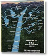 Diagram Of Tennessee Valley Authority Water Control System Metal Print