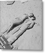 Diana Dors Lying On The Beach At Cannes Metal Print