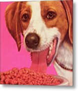 Dog Eating Dog Food Metal Print