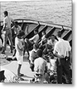 Dominican Refugees Resting On Ship Deck Metal Print