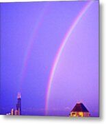 Double Rainbow Over Metal Print