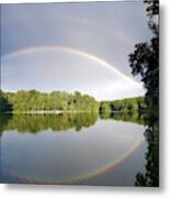 Double Rainbow Over The Lake Metal Print