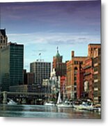 Downtown Milwaukee And Milwaukee River Metal Print