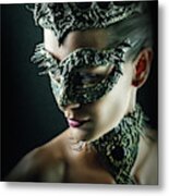 Dragon Queen Vintage Eye Mask Metal Print