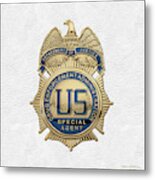 Drug Enforcement Administration -  D E A  Special Agent Badge Over White Leather Metal Print