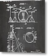 Drum Set Patent, Drummer Art - Chalkboard Metal Print