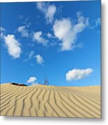 Dune Landscape And Blue Sky With Clouds Metal Print