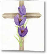Easter Blessing Cross Ii Crocus Metal Print