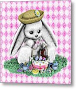 Easter Bunny And Basket Metal Print