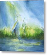 Egret In Sunlight Metal Print