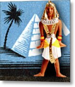 Egyptian Man And Pyramid Metal Print