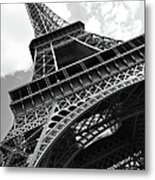 Eiffel Tower In Black And White Metal Print