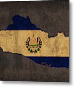 El Salvador Country Flag Map Metal Print