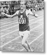 Emil Zatopek Finishing Track Race Metal Print