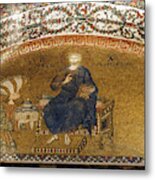 Enthroned Christ With The Donor Metal Print