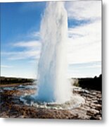 Erupting Strokkur Geyser Iceland Metal Print