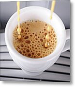 Espresso Pouring Into Cup Metal Print