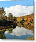 Fall Reflections On Upper Sabattus River Metal Print