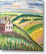 Farmhouse On A Hill Metal Print