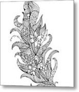 Feather Coloring Page Metal Print