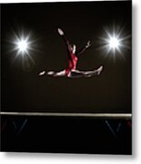 Female Gymnast Doing Mid Air Splits Metal Print