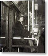 Female Streetcar Conductor Seated Metal Print
