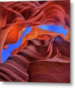 Fire Beneath The Sky In Antelope Canyon Metal Print