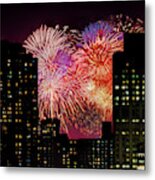 Fireworks In New York City Metal Print