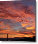 Firey Red Seattle Sky Metal Print