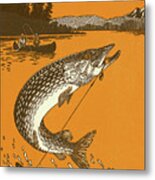 Fish On Hook Metal Poster