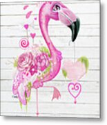 Flamingo Valentine Metal Print
