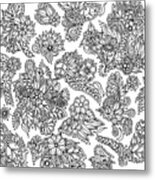 Floral Maze Doodles Metal Print