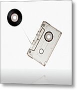 Flying Audio Cassette Metal Print