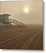 Fog On The Beach - Santa Monica Metal Print