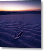 Footprint On Dunes Metal Print